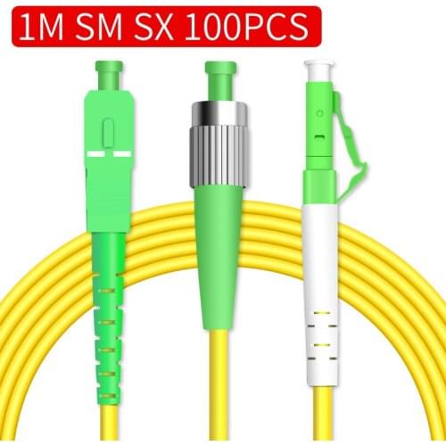 100pcs SFP fiber Patch Cord Jumper SC/APC Singlemode LC SC FC ST 9/125um Simplex 1 m ftth CATV fiber patch cable