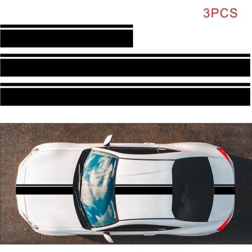 3PCS Fashion sports racing stripes car stickers decoration interesting hood roof to the rear of the vinyl car accessories