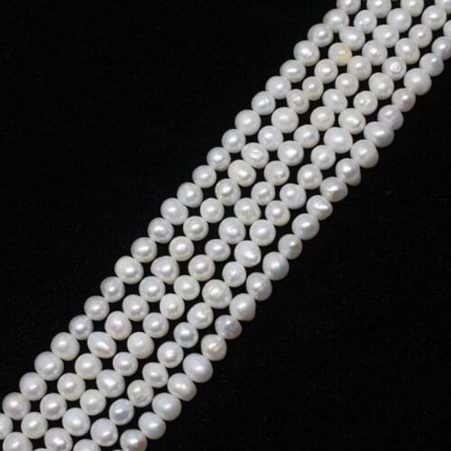 Miss00146 5-6mm Natural Pearl Freshwater Oval Loose Beads 15" 5pc