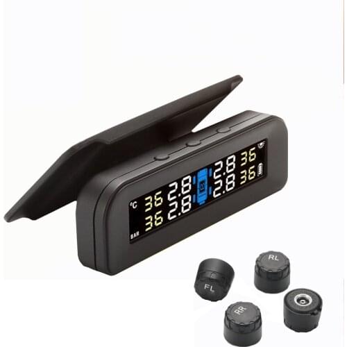 Real-time Wireless Vehicle Tire Pressure Alarm System Sorlar/USB Chargeable