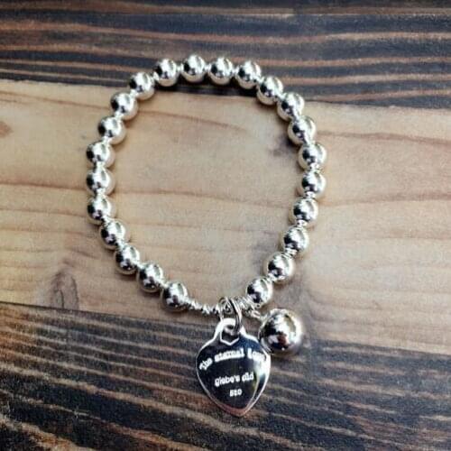 Designer Jewelry 100% 925 Silver Beaded Women Bracelet Pure Silver Strand Bracelet Heart-shape Beads Bracelet Bohemian Jewelry