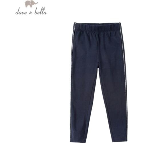 DKH16384 dave bella spring 5Y-13Y kids girls fashion solid pockets pants children boutique casual full-length pants