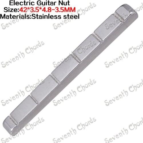 Stainless Steel Guitar Nut 6 String Slotted for ST FD Style Electric Guitar Replacement - Size 42 x 3.5 x 4.8-3.5mm