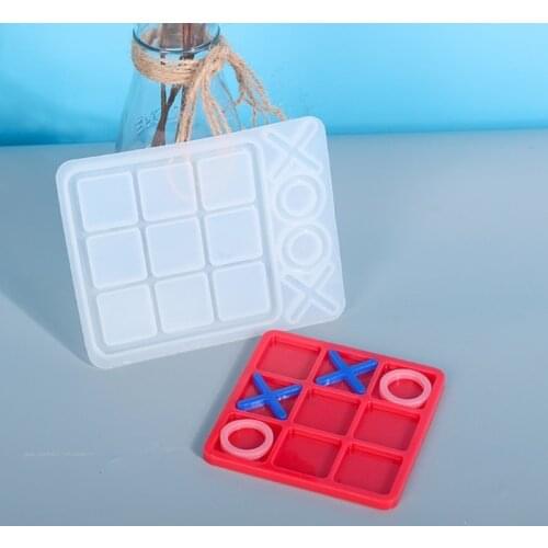Crystal Epoxy Resin Mold DIY Crafts Making Tool Funny Game Tic-Tac-Toe Cabochons OX Board Casting Silicone Mould