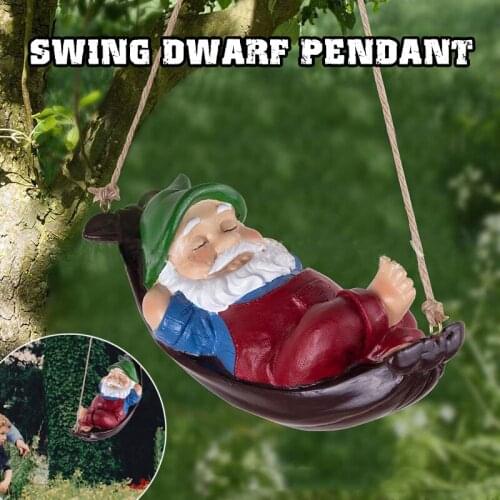 Resin Swing Gnome Adornment Statue Waterproof Outdoor Garden Hanging Decor Gift Gnome Decoration Accessories