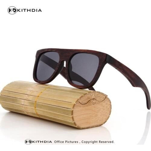 KITHDIA Men Brand Sunglasses Fashion Wood Sunglasses Polarized Summer Eyewear Handmade bamboo Sunglasses for Friends