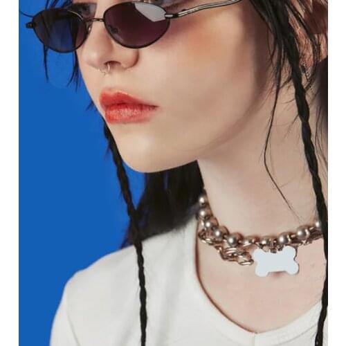 Bone Shaped Choker Necklace Ins Hot Punk Fashion Stainless Steel Pendant Necklaces Harajuku Girls Beads Collares Mujer