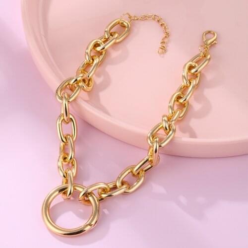 New Punk Miami Cuban Choker Necklace Hip Hop Trendy Alloy Thick Chain Circle Women 2020 Fashion Jewelry Aesthetic Accessories