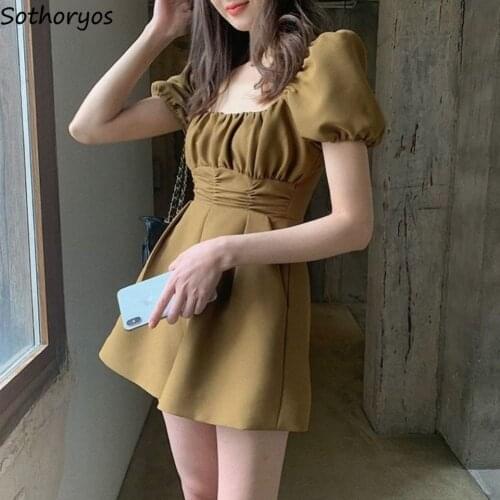 Rompers Summer Women Pleated Puff Sleeve Fashionable High Waist All-match Wide Leg Korean Large Size S-3XL Females Jumpsuits Ins