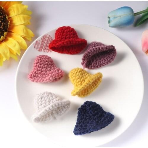 6Pcs/Lot 7CM Mini Knitting Cap DIY Clothing Handmade Material Hat Bag Mobile Phone Shell Art Craft Products Hair Accessories