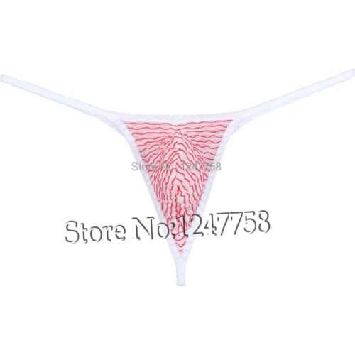 Mens Jacquard Mesh T-Back Underwear Sexy String Crotch & Bulge Pouch Micro Thong