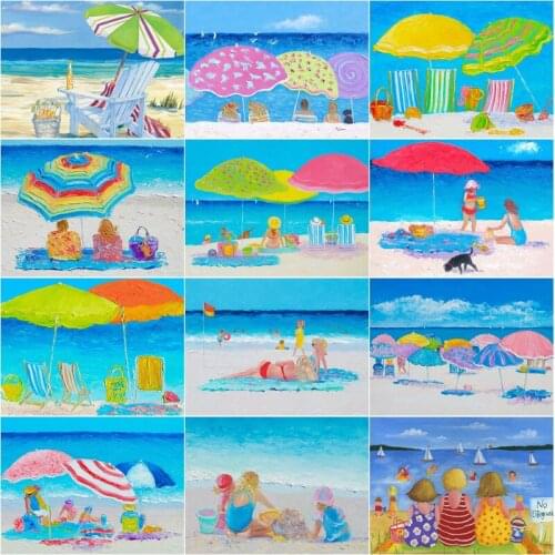 5D Diamond Painting Kits for Adults Beach Scenery Cross Stitch Embroidery Diamond Mosaic Full Drill Rhinestones Art Family Decor