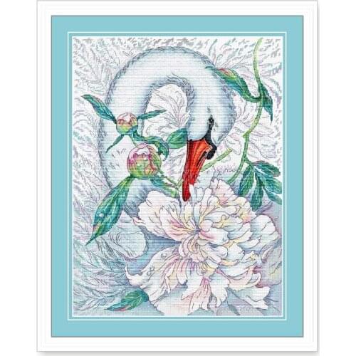 White Swan 14CT Counted cross stitch kit 11ct Stamped printed fabric embroidery DIY needlework High Quality