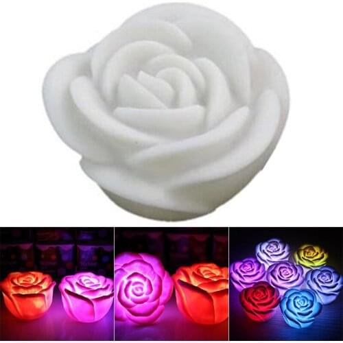 New Romantic Changing LED Floating Rose Flower Candle Night Light Wedding Decoration Home Accessories