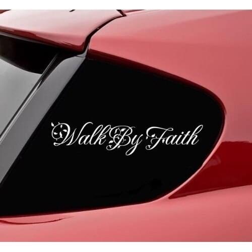 Walk By Faith christian god jesus bible verse vinyl decal bumper sticker 15cm