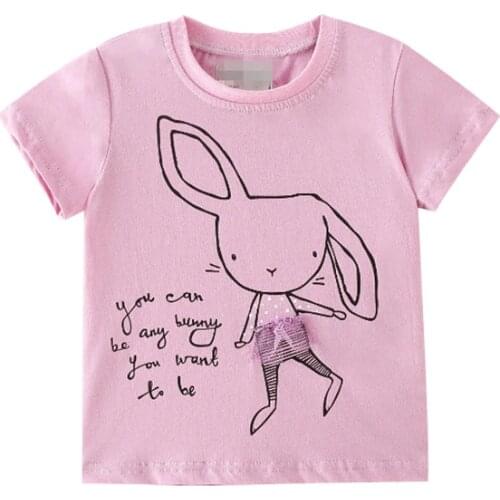 Jumping Meters New Childrens Summer Tees Tops With Cartoon Rabbit Cotton Cute Girls T shirts Hot Baby Clothes