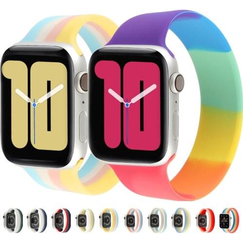 Strap for Apple Watch Band 40mm 44mm iWatch serie3/4/5/6/SE Elastic Belt Silicone Solo Loop bracelet Apple watch band 42mm 38mm