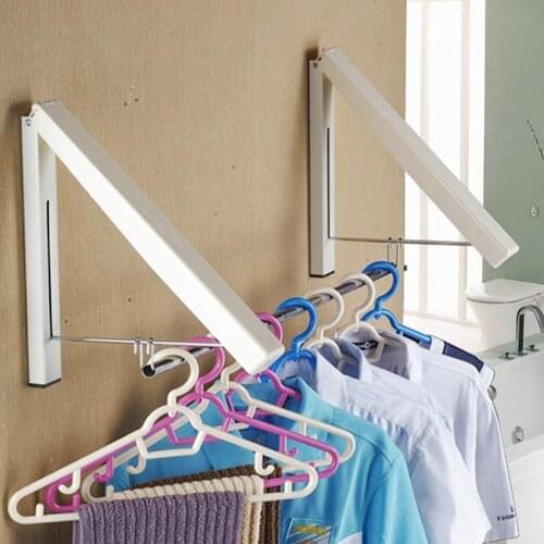 Folding Retractable Indoor Wall Clothes Hangers Organizer Waterproof Belt Suit Drying For Scarf Towel Rack Clothes Z2B3