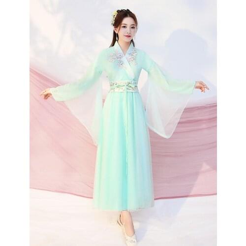Chinese Traditional Costume Hanfu Dress Outfit Women Chinese Dance Costumes Hanfu Women Cheongsam Dress Embroidery Flower