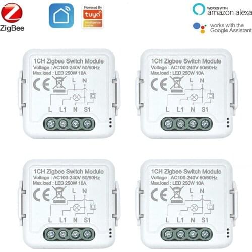 Smart Home ZigBee3.0 1Gang Smart Switch Remote Control Voice Switch Wireless Relay Module Work With Tuya Smart Life Alexa Google