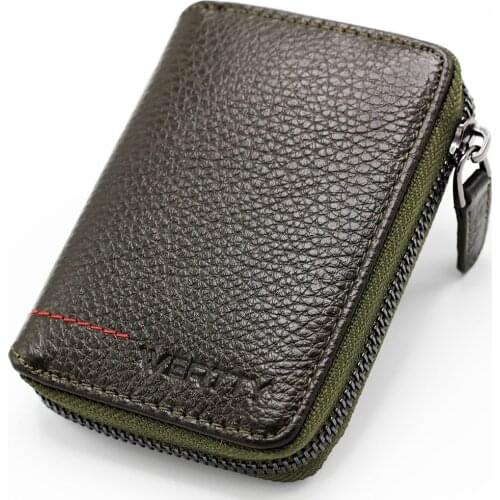 Green Wertty Mens Original Leather Card Holder Wallet with Money Compartment