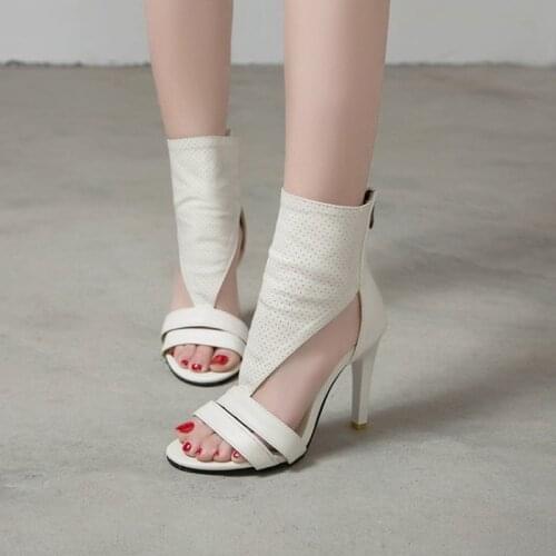 BLXQPYT 2021 Plus Size 33-45 Women 12cm High Heels Sandals Gladiator Summer Wedding Party Shoes Lady Cool Boots Pumps 265-1