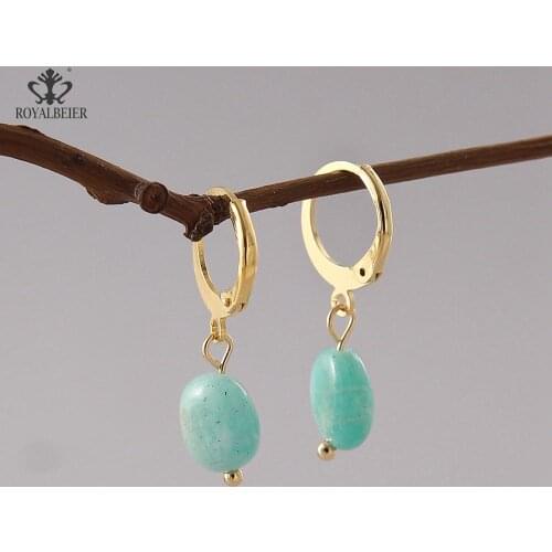 Hot All Match Natural Stone Earrings for Women Teardrop Amazonite Dangle Earring Cute Elegant OL Earring Jewelry Femme Wholesale