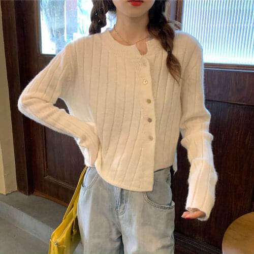 Woman Sweaters Cardigan Soft Milk Blue Sweater Winter Irregular Short Cardigan Fashionable Small Coat Sueters De Mujer