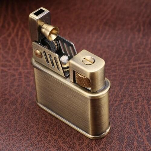 Zorro Swivel Button Automatic Pop-up Ignition Armor Retro Grinder Pure Copper Kerosene Lighter Gift