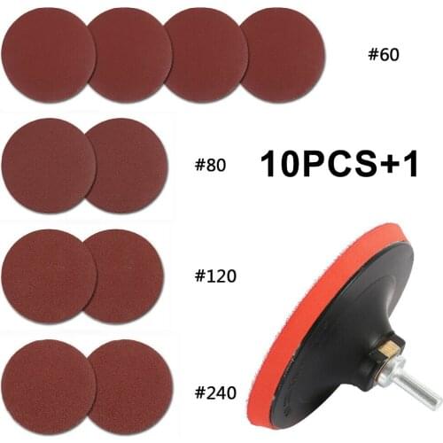 10PCS 5inch 125mm Sanding Discs 60 80 120 240Grit For Angle Grinder Rubber Backing Pad Sander Hook and Loop Pad with M14 Thread