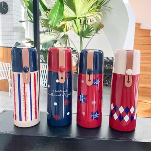 304 stainless steel vacuum flask British wind trend student mug outdoor portable sports cup press a cover dual-use tea cup