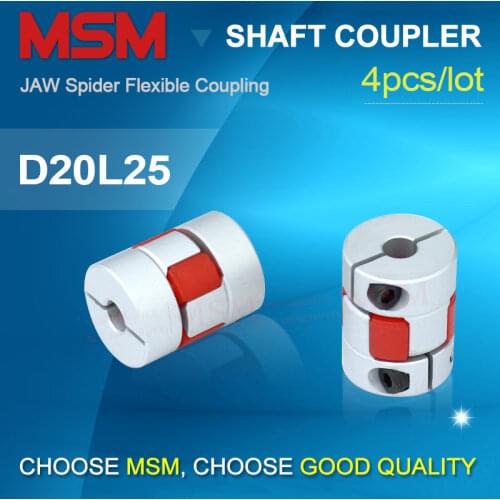 4pcs MSM Shaft Coupling D20L25 Flexible Rubber Jaw Motor Coupler 4mm 5mm 6mm 8mm 10mm Aluminium 3d Printer Couples CNC kits