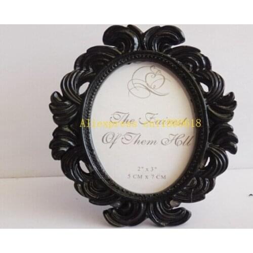 400pcs/lot Free Shipping Round White and Black Baroque Resin Elegant Place Cards Holders Photo Frame For Wedding Gift Favors