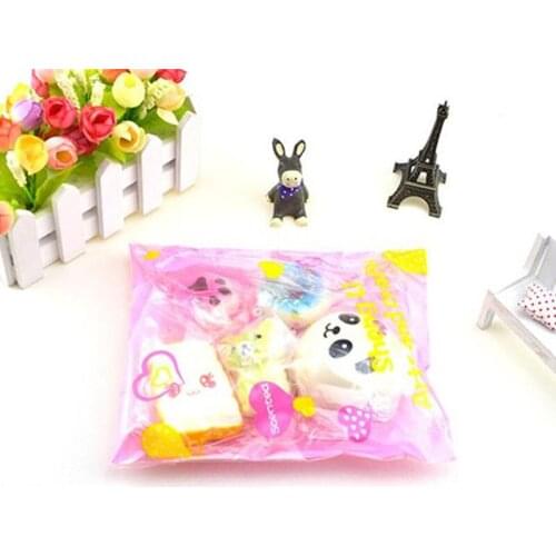 Random 5pcs kawaii cartoon squishy Slow Rising squeeze toys mini food bread squishy Antistress Vent Toy fun gifts key pendant
