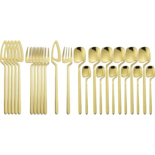 6set/24Pcs Cutlery Set Stainless Steel Dinnerware Knife Fork Spoon Dinner Tableware Bar Kitchen Flatware Vintage Outlery Cutlery