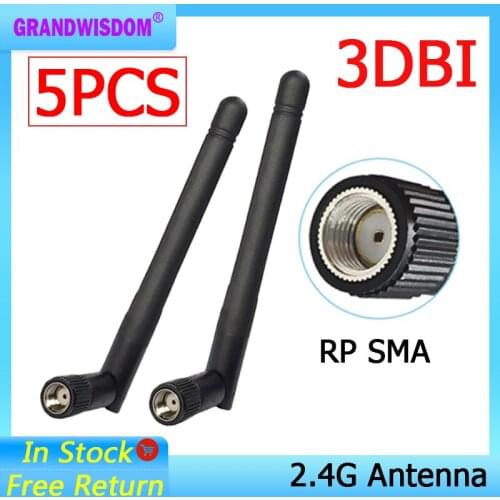 5pcs 2.4 GHz WiFi Antenna 3dBi Aerial RP-SMA Male Connector 2.4ghz antena wi fi antenne For Wireless Router Wifi Booster