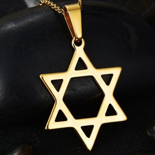 Hexagram Pendant Necklace for Man Women High Quality Stainless Steel Star of David Shape 24" Chain Fashion Jewelry