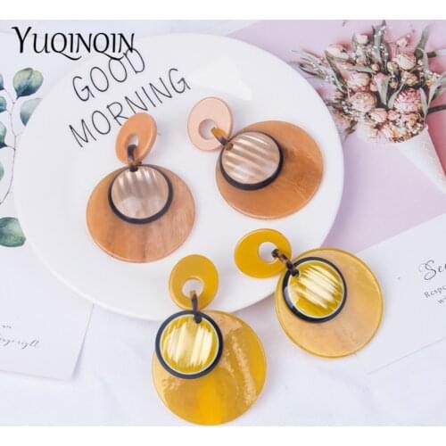 Long Acrylic Designer Circle Dangling Earrings Fashion Jewelry for Women Big Geometric Statement Drop Earring Vintage Brincos