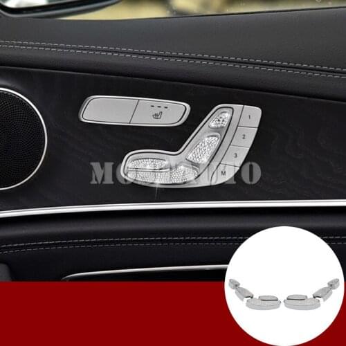 For Benz C Class W205 S205 Rhinestone Style Seat Adjust Button Cover 2014-2018 8pcs Car Accessories Interior Car Decor Car Trim