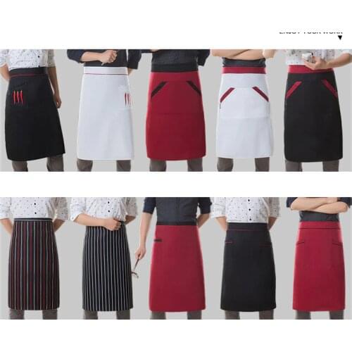 Men or Women Restaurant Chef Apron Hotel Kitchen Work Clothes Apron Waist Apron Short Apron Wiith Pocket 18