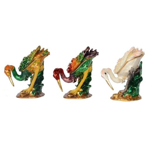 Flamingo Jeweled Hinged Trinket Box Bird Figurine Decoration Women Gift