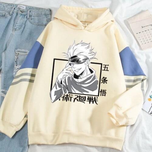 Gojo Satoru Hoodies Jujutsu Kaisen Anime Print Fleece Thick Sweatshirts Oversized Female Clothes Casual Fashion Man Sweatshirt