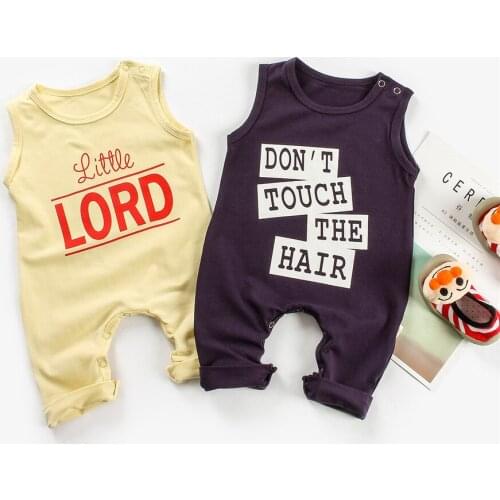 2pcs Newborn Baby Boys Girls Romper+Hat Jumpsuit Outfits Set Cotton Fashion Letter Pattern Sleeveless Clothes 0-12M
