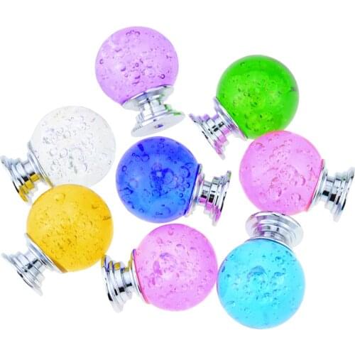10Pcs Round Bubble ball Handle Round Shape Crystal Glass Knobs Cupboard Drawer Pull Kitchen Cabinet Door Wardrobe Handles Hardwa