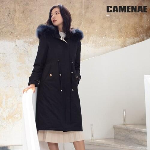 Winter Jacket Women Large Natural Fox Fur White Duck Down Coat Thick Parkas Warm Sash Tie Up Zipper Down Snow Outerwear