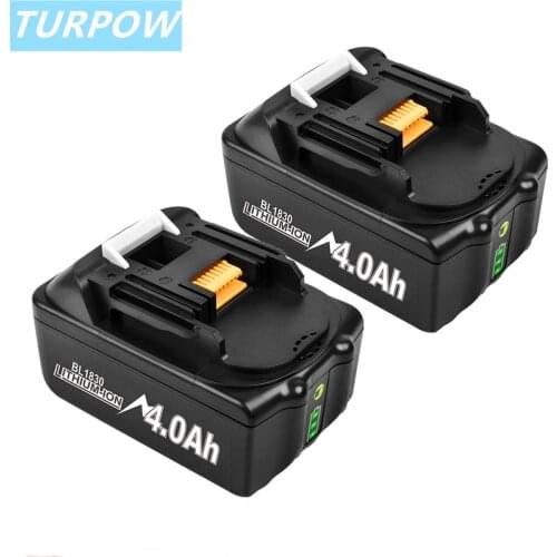 Turpow 18V 4000Ah Lithium Battery For Makita BL1830 BL1815 BL1820 BL1860 BL1840 194205-3 Replacement Power Tools Battery