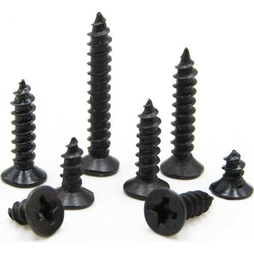 M2 M2.3 M2.5 M3 Black Steel Phillips Countersunk Flat Head Self Tapping Wood Screws Sheet Matal Screw