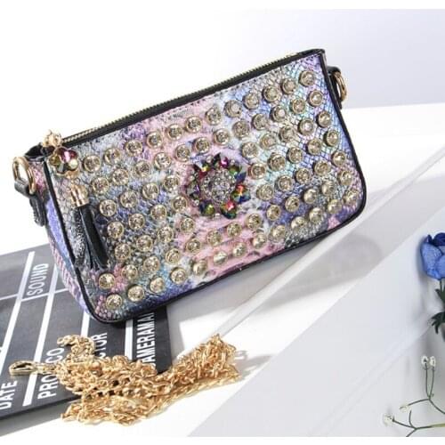 Fashion Small Diamond Chains Bags Women New Rhinestone Tassel Clutch Bag Designer Sweet Pink Shoulder Crossbody Bag Female