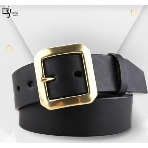 Leather belt Men through dyed head layer cowhide belt tanned leather belt manual leather belt business casual leather belt