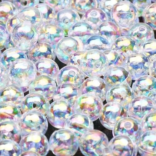 6 8 10 12mm Transparent AB Acrylic Beads Round Ball Loose Spacer Beads For Jewelry Making Handmade Diy Bracelet Necklace Supplie